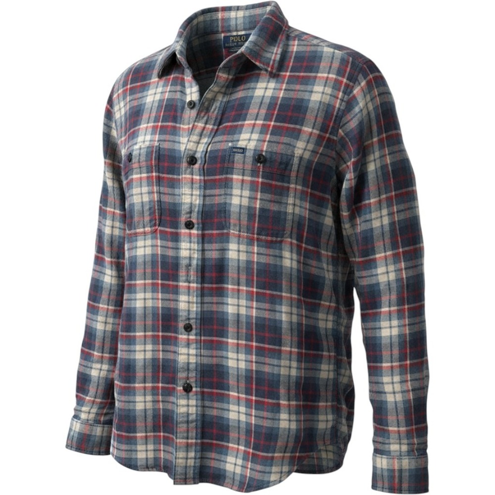 Polo Ralph Lauren Plaid Flannel Shirt Blue Red White Classic Fit Men's Size S